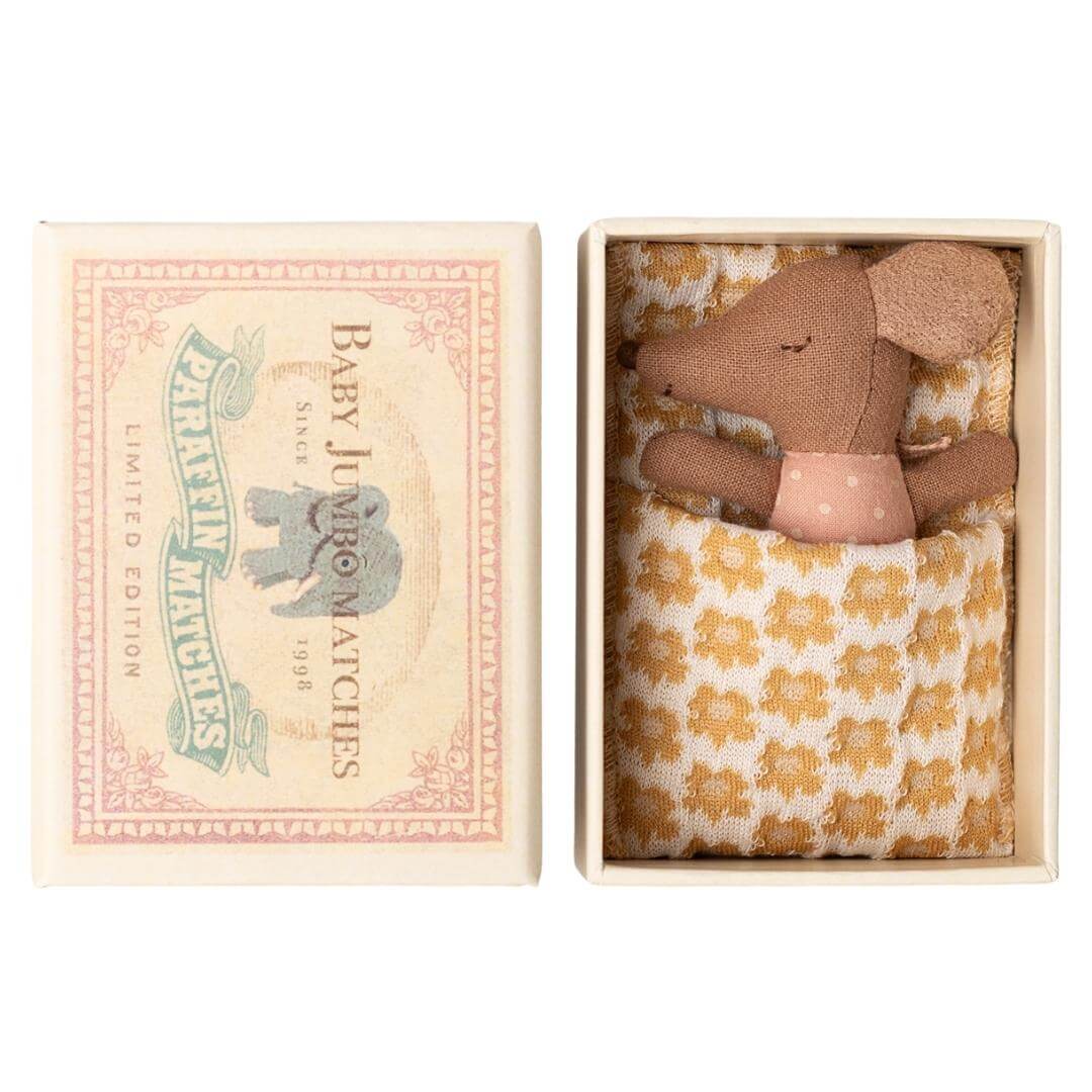 Sleepy Wakey Baby Mouse in a Matchbox