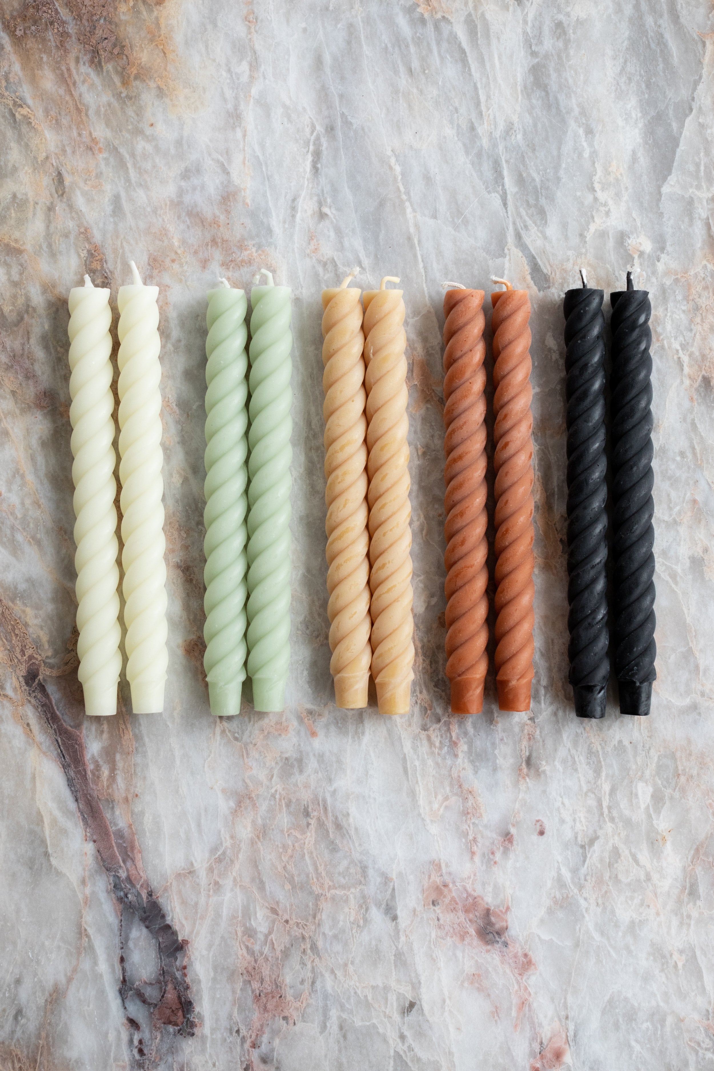 Rope Beeswax Tapers - Multiple Colors
