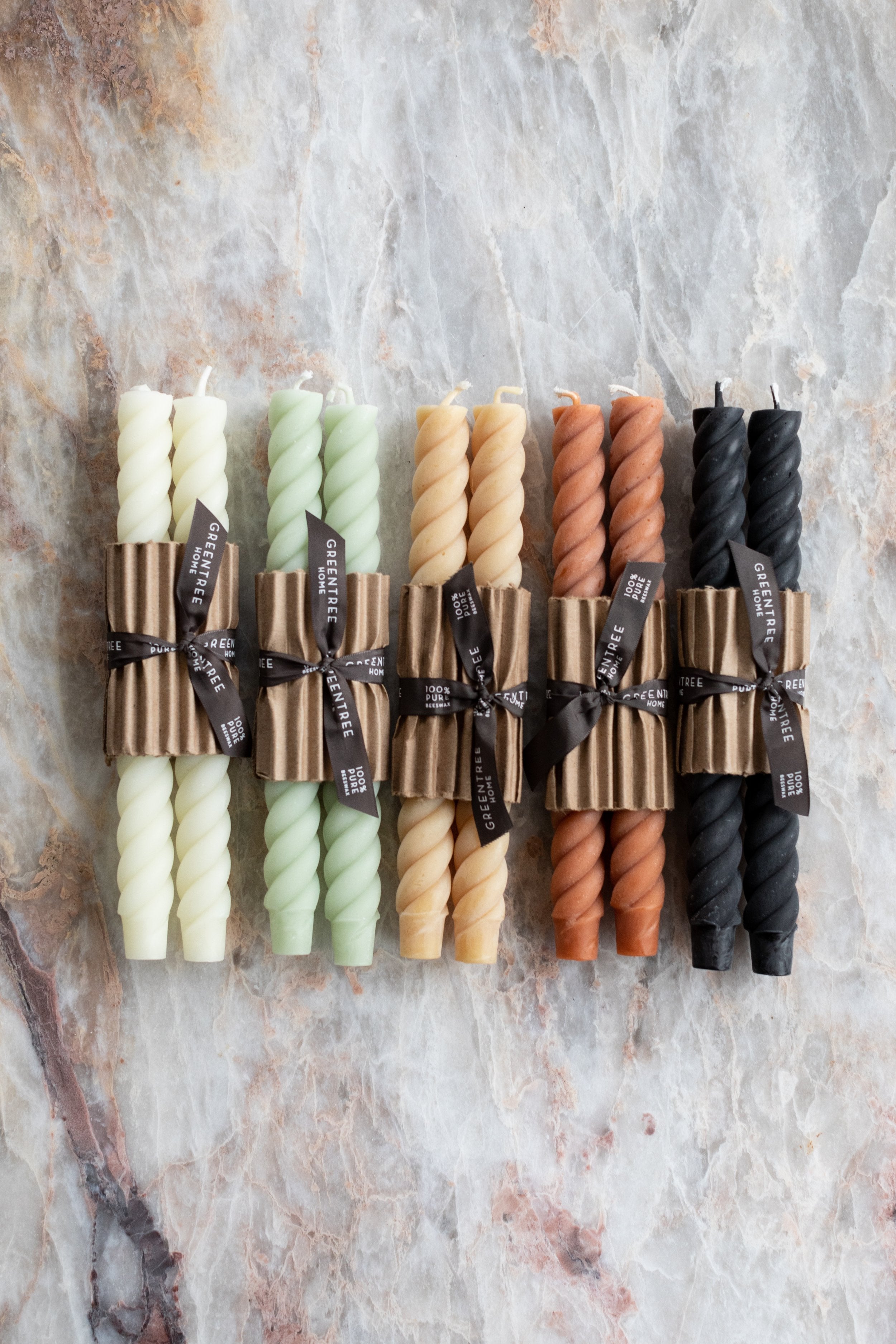 Rope Beeswax Tapers - Multiple Colors