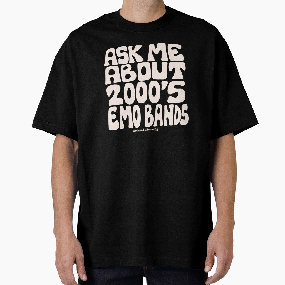 Ask Me About 2000's Emo Bands by doodlebymeg Unisex T-shirt, Sweatshirt, Hoodie, Long Sleeve Tee