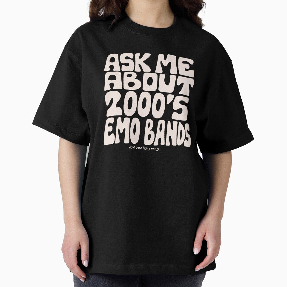 Ask Me About 2000's Emo Bands by doodlebymeg Unisex T-shirt, Sweatshirt, Hoodie, Long Sleeve Tee