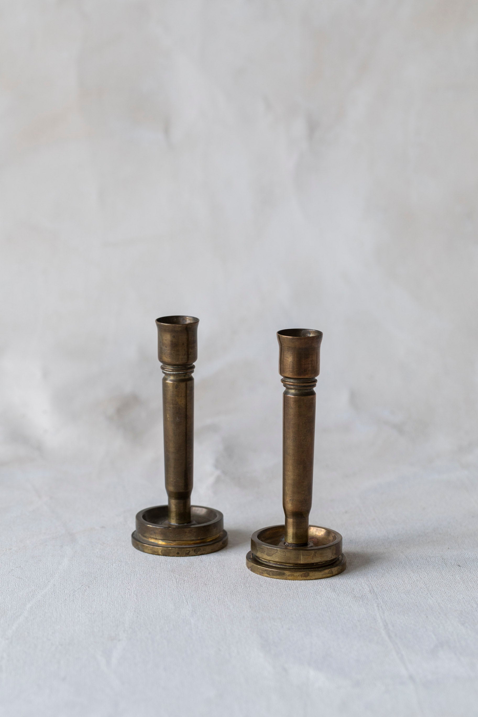 Vintage Brass Artillery Shell Candle Holders
