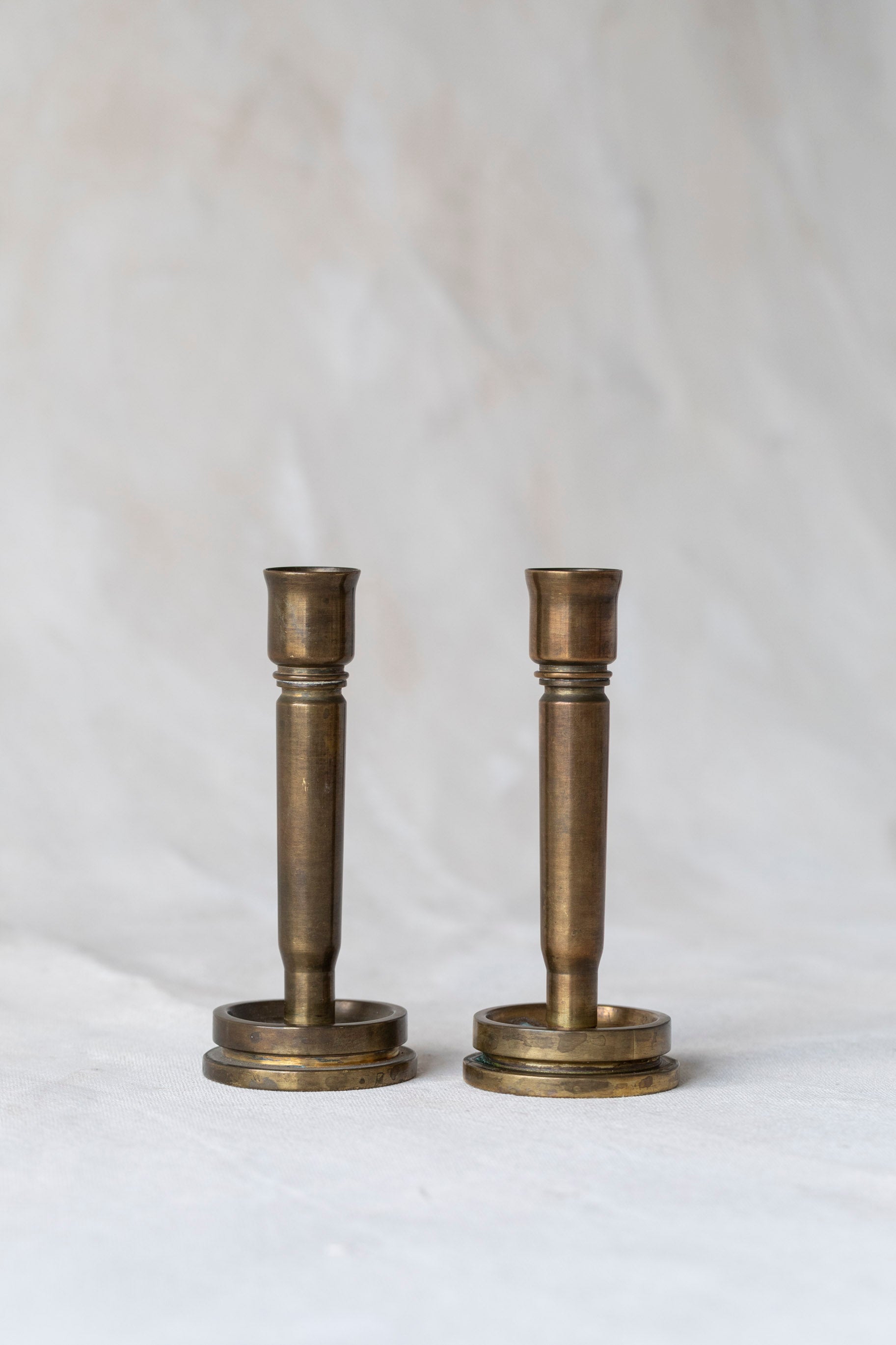 Vintage Brass Artillery Shell Candle Holders