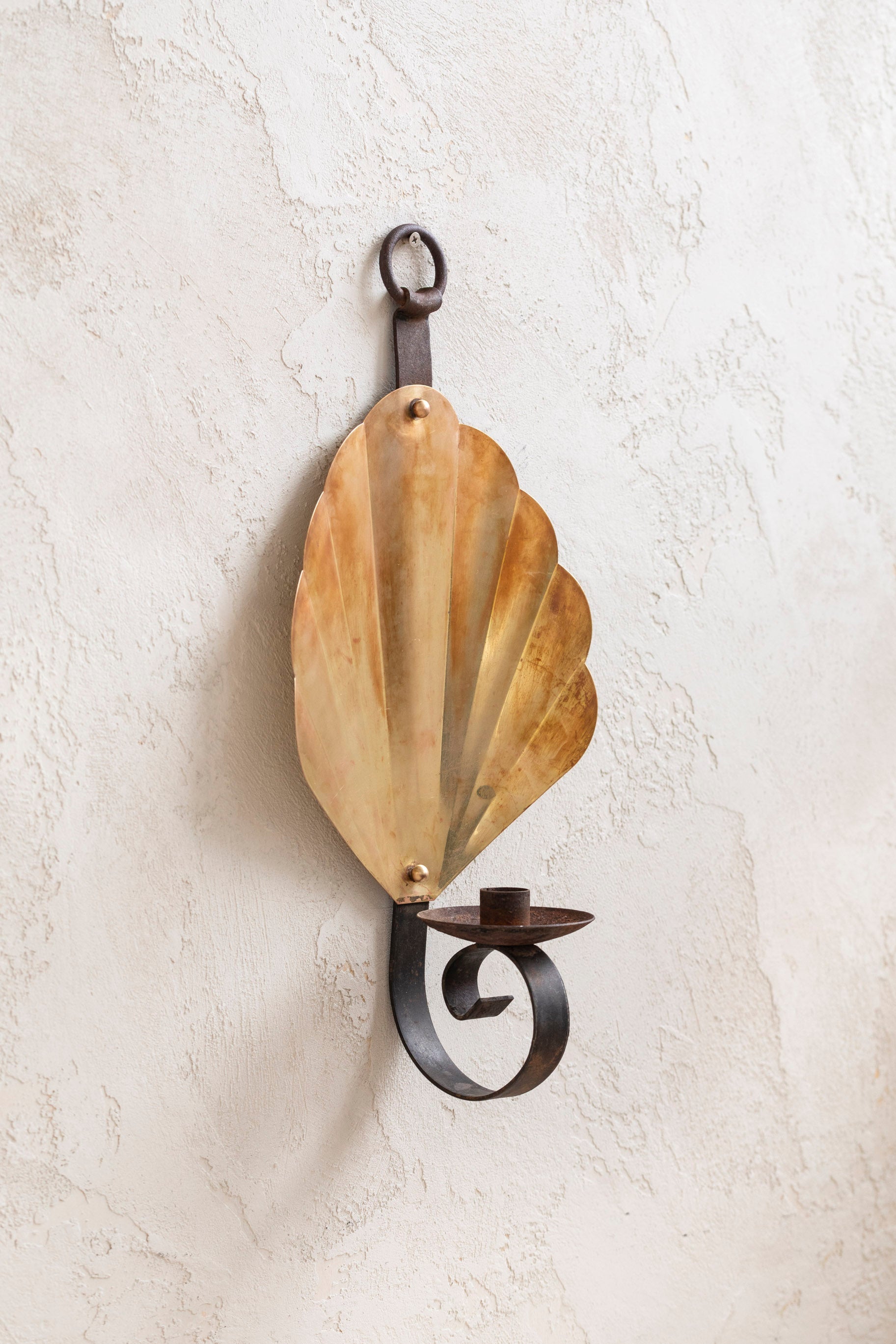 Vintage Large Brass Shell Sconce