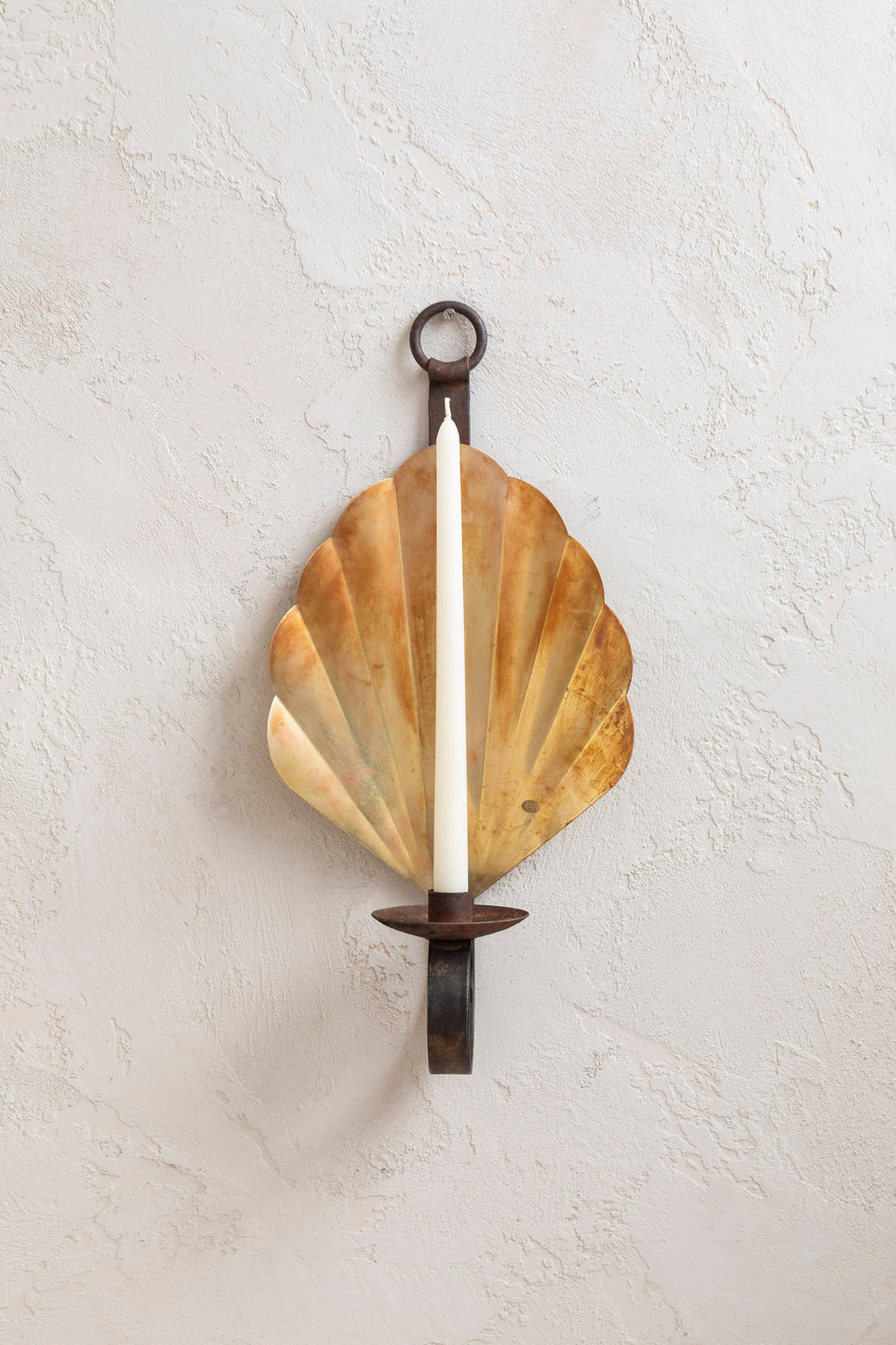 Vintage Large Brass Shell Sconce