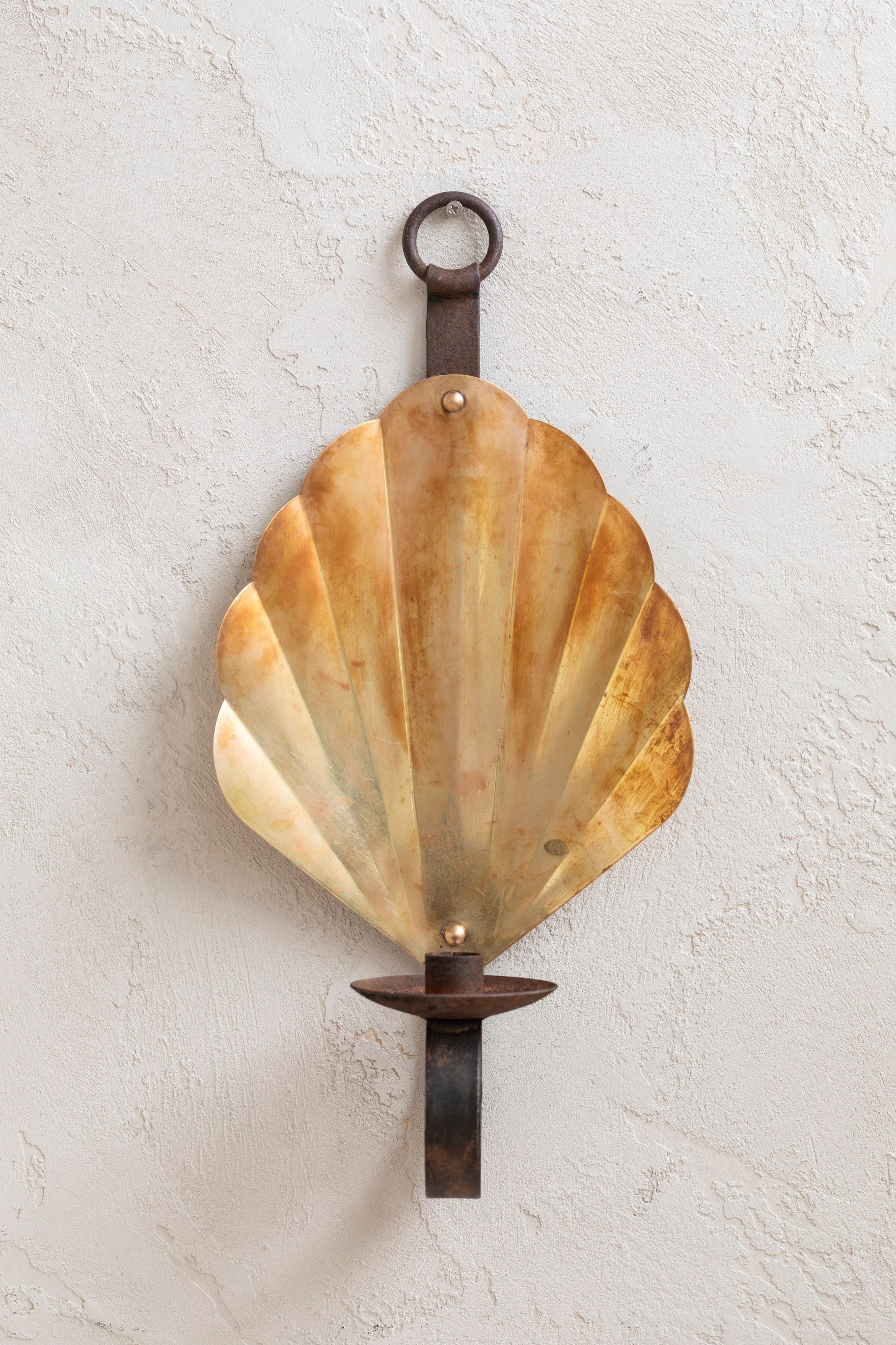 Vintage Large Brass Shell Sconce
