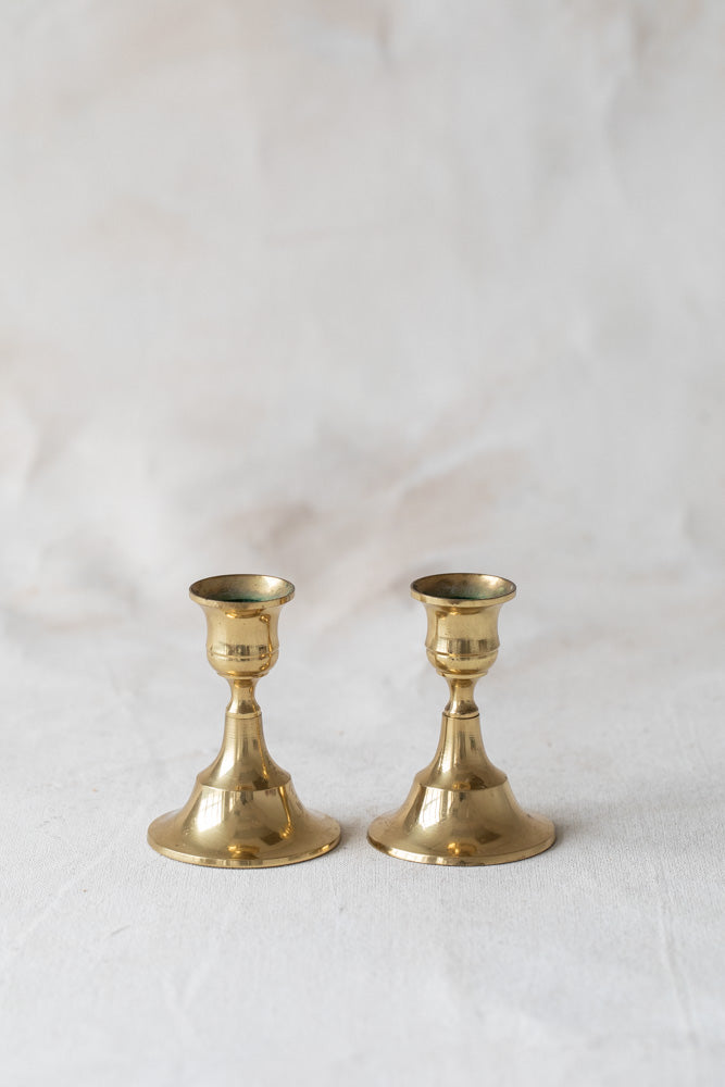 Vintage Petite Brass Candle Holders