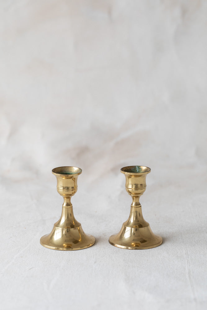 Vintage Petite Brass Candle Holders